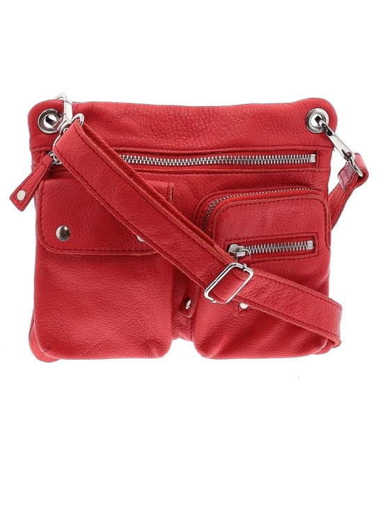 Fossil Handbags - Fossil Red Leather Crossbody Multi-Pocket Bag